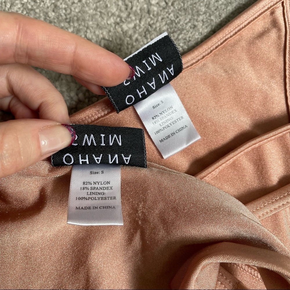 Ohana Swim Shimmer Nude Tan Triangle Hipster Two Piece Bikini Swimsuit Suit Sz S - Picture 6 of 8